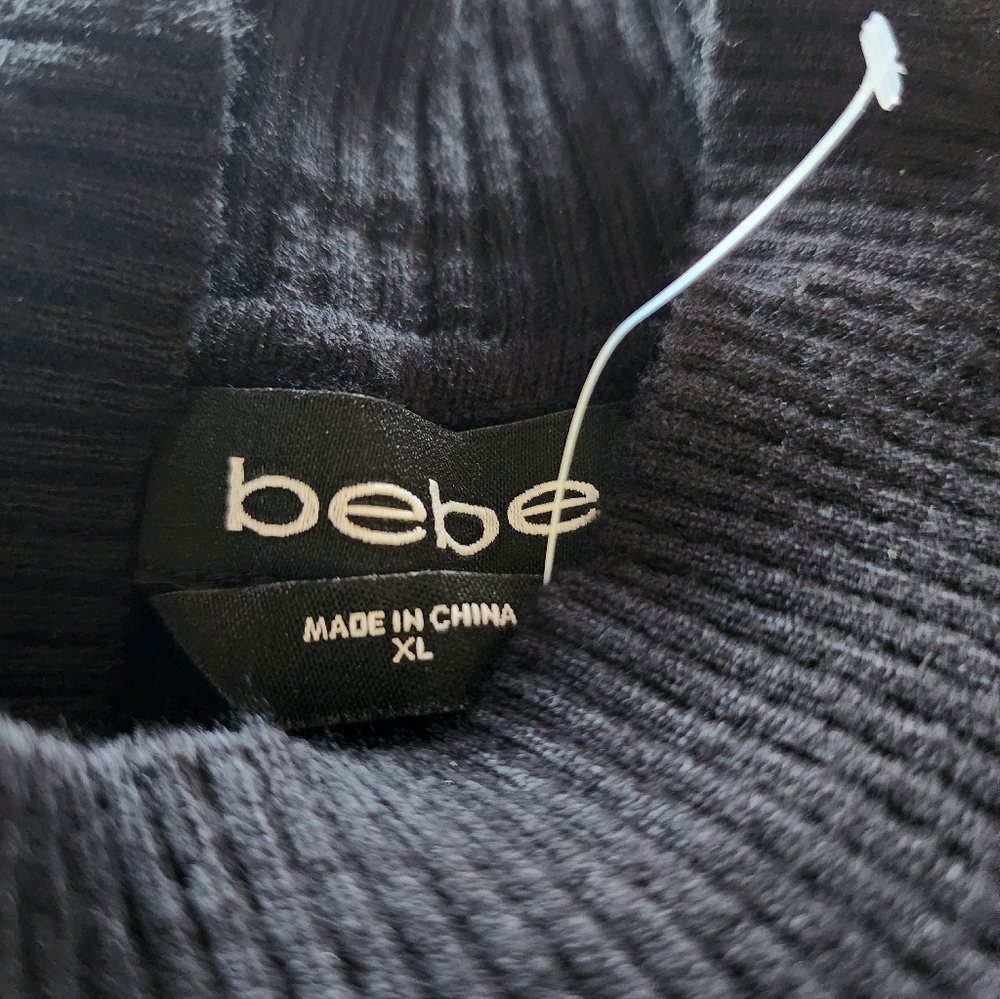 Bebe Long Sleeve Rhinestone Logo Fitted Sweater Size XL - Picture 7 of 10